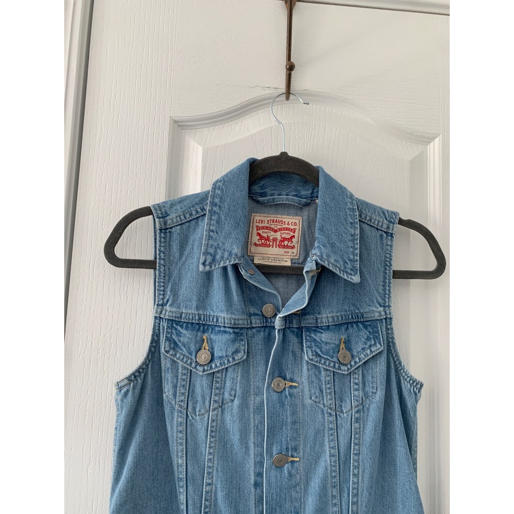 Levis Premium Denim Jumpsuit Light Wash Sleeveless Belted Utility XS Blue - Picture 4 of 11